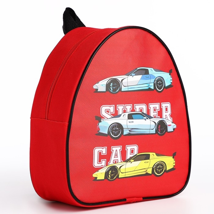 Рюкзак детский для мальчика &laquo;Гоночные машинки&raquo;, 23х20,5 см, отдел на молнии, цвет красный