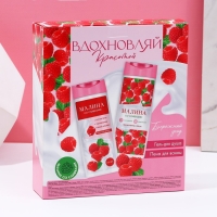 Подарочный набор косметики &laquo;Вдохновляй красотой!&raquo;, гель для душа и пена для ванны, 2 х 250 мл, аромат малины со сливками, ЧИСТОЕ СЧАСТЬЕ