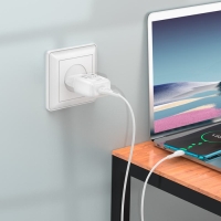 Сетевое зарядное устройство Hoco C96A, 1 USB, 2.1 А, кабель Type-C-USB, 1 м, белое Сетевое зарядное устройство Hoco C96A, 1 USB, 2.1 А, кабель Type-C-USB, 1 м, белое