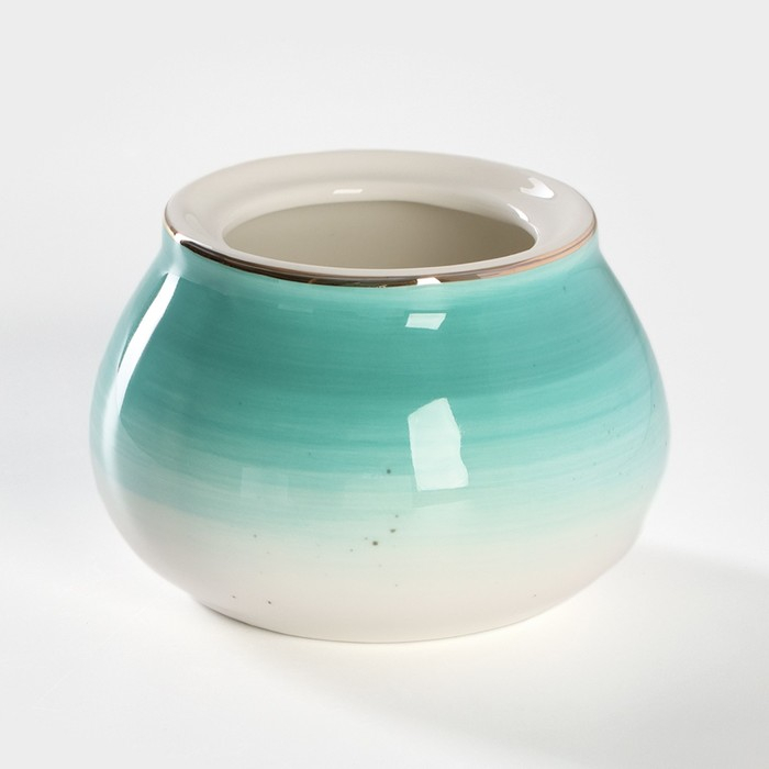 Сахарница фарфоровая с ложкой Доляна &laquo;Млечный путь&raquo;, 330 мл, цвет бирюзовый