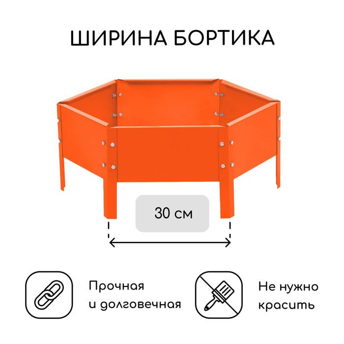 Клумба оцинкованная, d = 60 см, h = 15 см, оранжевая, Greengo