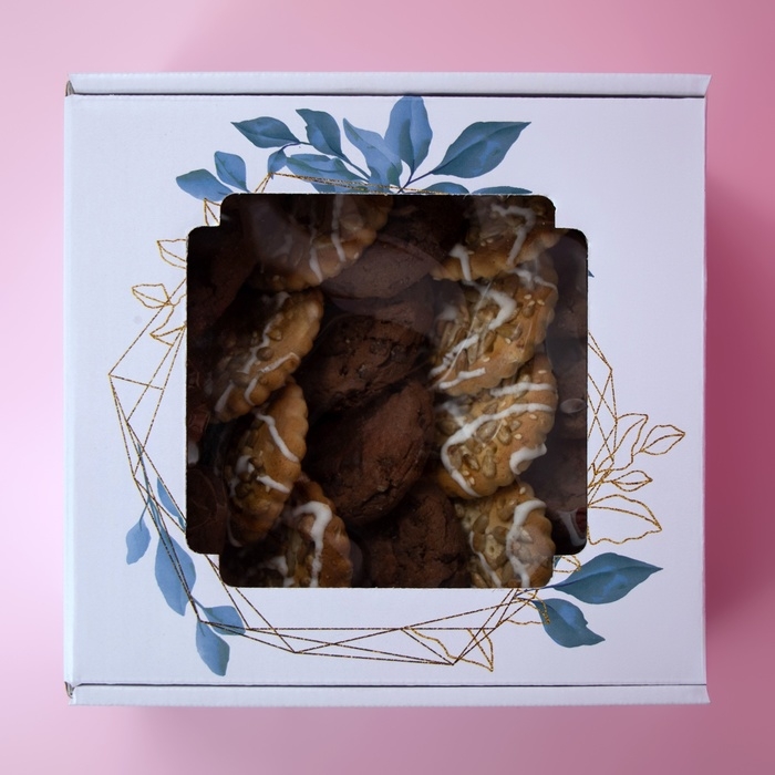 Коробка самосборная, с окном, "Танец цветов" 19 х 19 х 9 см