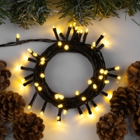 Гирлянда &laquo;Нить&raquo; 5 м, IP20, тёмная нить, 50 LED, свечение тёплое белое, 8 режимов, 220 В