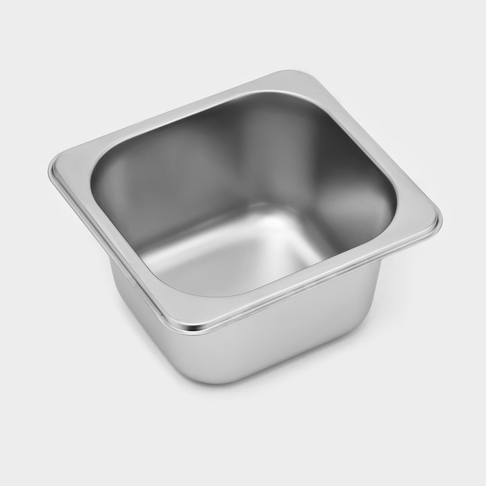 Гастроемкость 1/6 из нержавеющей стали, 100 мм, 17,6&times;16,2&times;10 см, толщина 0,8 мм