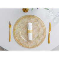 Салфетки сервировочные на стол Доляна &laquo;Веер&raquo;, d=38 см, 4 шт, цвет золотой