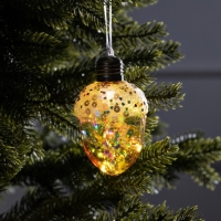 Ёлочный шар &laquo;Жёлудь жёлтый&raquo;, батарейки, 4 LED, свечение тёплое белое