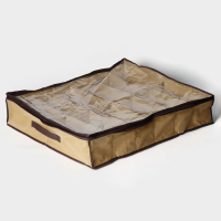 Кофр для обуви Доляна, 12 отделений, 65&times;54&times;10 см, цвет бежевый