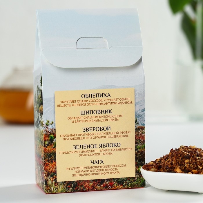 Ягодно-травяной чай &laquo;Сибирского здоровья&raquo;: облепиха, шиповник, зелёное яблоко, чага, зверобой, 50 г.