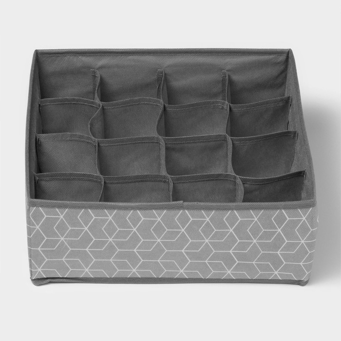 Органайзер для хранения белья Доляна &laquo;Фора&raquo;, 16 ячеек, 32&times;32&times;12 см, цвет серый