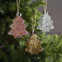 Набор ёлочных шаров &laquo;Ёлочки&raquo; 3 шт., батарейки, 1 LED, свечение тёплое белое, RGB, белое