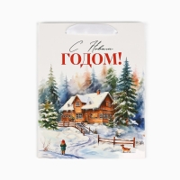 Пакет подарочный новогодний ламинированный &laquo;Зимний лес&raquo;, деревня, MS 18 х 23 х 10 см , Новый год