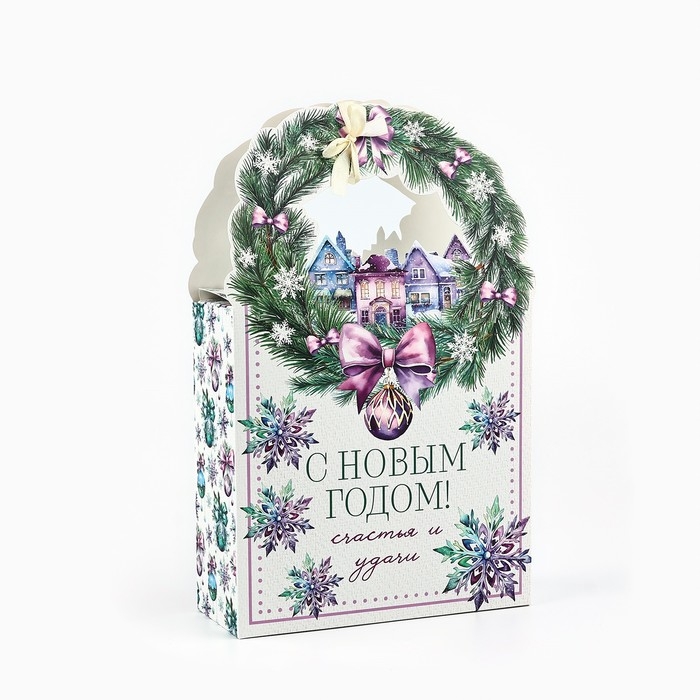 Коробка новогодняя складная &laquo;Новогодний венок&raquo; 18.4 х 30.4 х 7.3 см, Новый год