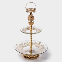 Этажерка - фруктовница круглая &laquo;Расцвет&raquo;, 2 яруса, d=18/29 см, высота 48 см, стекло