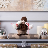 Светодиодная фигура &laquo;Гном-боровик&raquo; 8 &times; 20 &times; 8 см, текстиль, батарейки AG10х3 (в комплекте), свечение тёплое белое