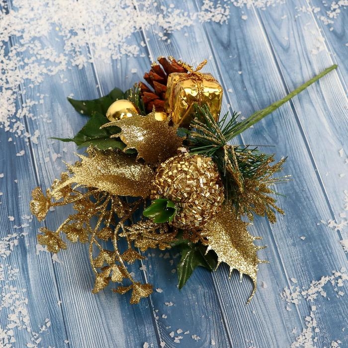 Декор Декор "Зимние грезы" подарок яблоко в бисере золото, 15 см