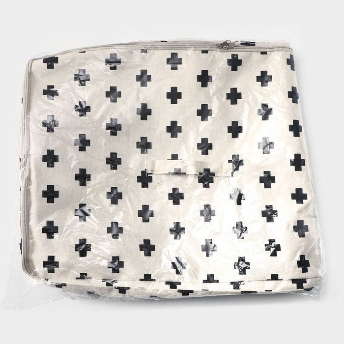 Кофр для хранения вещей &laquo;Ажур&raquo;, 55&times;42&times;25 см, цвет чёрно-молочный