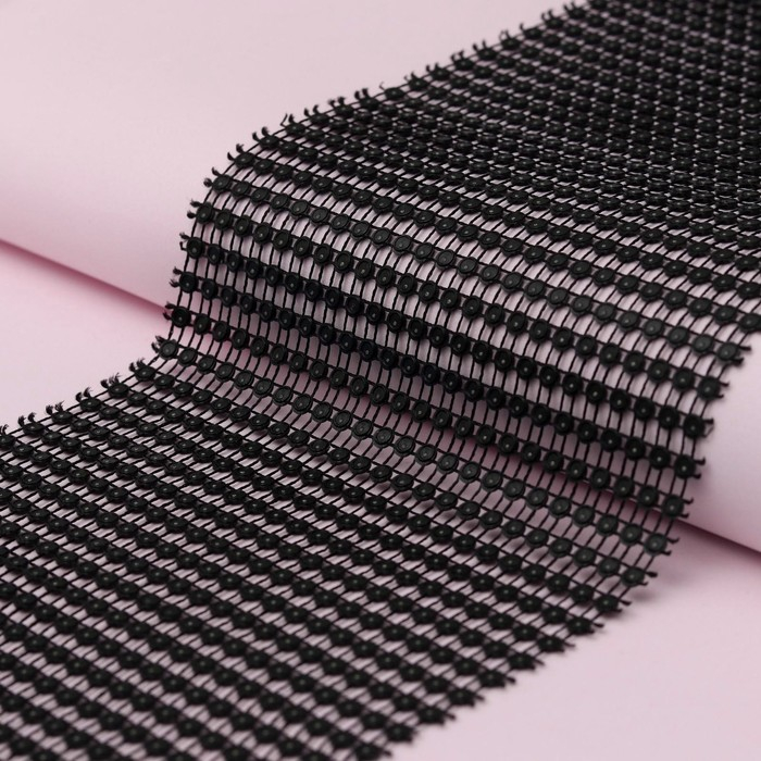 Лента с имитацией страз, 12 см, 9 &plusmn; 1 м, цвет чёрный