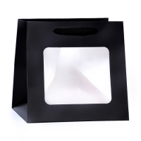 Пакет подарочный, крафт, с окном, &laquo;Черный&raquo;, 15 х 15 х 15 см