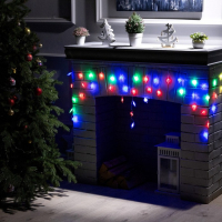 Гирлянда &laquo;Бахрома&raquo; 1.8 &times; 0.5 м с насадками &laquo;Звёзды&raquo;, IP20, прозрачная нить, 48 LED, свечение мульти (RG/RB), мигание, 220 В