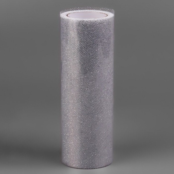 Фатин с глиттером, 15 см, 11 &plusmn; 1 г/кв.м, 9 &plusmn; 0,5 м, цвет серебряный №06