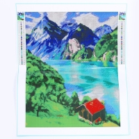 Алмазная мозаика с полным заполнением на холсте «Горное озеро», 40 х 50 см Алмазная мозаика с полным заполнением на холсте «Горное озеро», 40 х 50 см