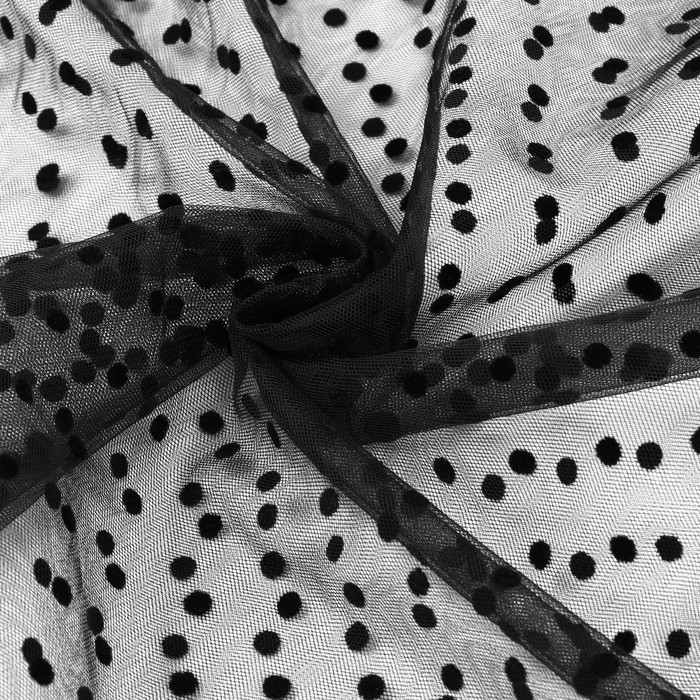 Сетка с флоком &laquo;Горох&raquo;, 150 см, 1 &plusmn; 0,2 м, цвет чёрный