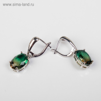 Серьги со стразами &laquo;Иллюзион&raquo; овал объёмный, цвет коричнево-зелёный в серебре