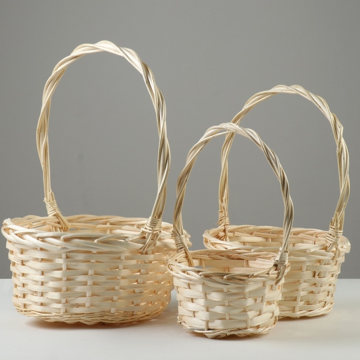 Набор корзин плетеных, D27x12/37 см, D22x12/32 см, D17x10/28 см, 3 шт, ива Набор корзин плетеных, D27x12/37 см, D22x12/32 см, D17x10/28 см, 3 шт, ива