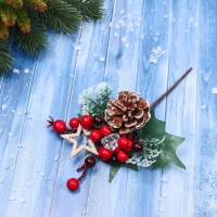 Декор "Зимние грезы" яркая звезда шишка ягоды, 18 см Декор "Зимние грезы" яркая звезда шишка ягоды, 18 см