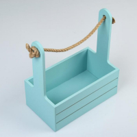 Кашпо деревянное 25.5×15×30 см "Аром", ручка канат, серо-голубое Кашпо деревянное 25.5×15×30 см "Аром", ручка канат, серо-голубое