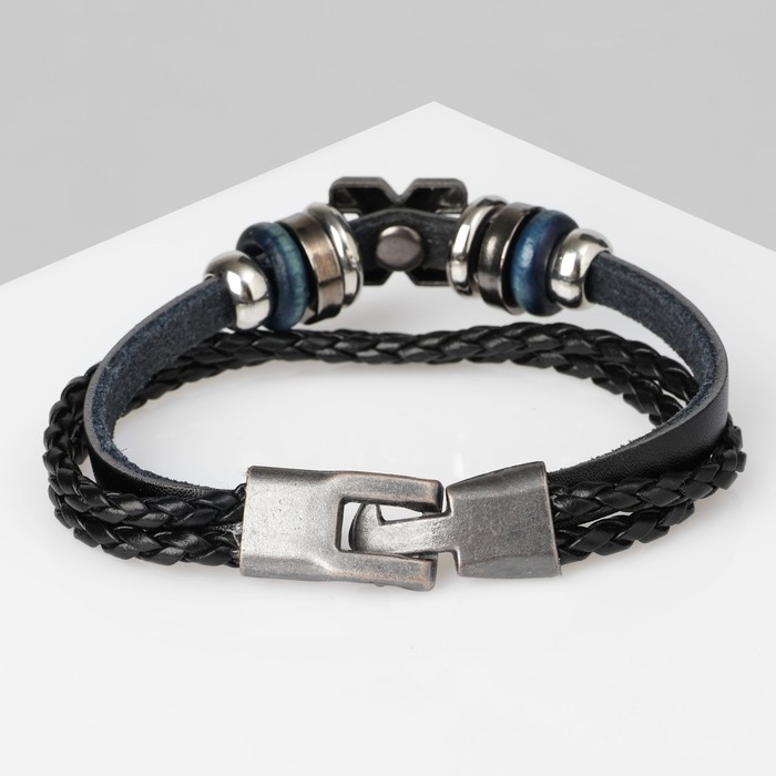 Браслет унисекс &laquo;Стиль&raquo; икс фактор, цвет чёрный с чернёным серебром, 21,5 см