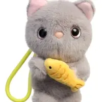 Мягкая игрушка "Котик с рыбкой", 13 см, МИКС