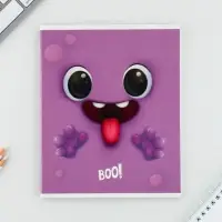 Тетрадь в клетку, 48 л., А5, на скрепке, блок №1, Boo!, МИКС