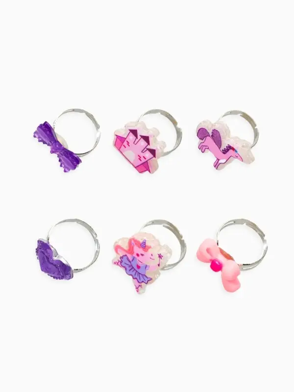 Кольца детские набор 6 шт. &laquo;Выбражулька&raquo; замок, пегас, форма МИКС, б-р, цвет фиолт-розовый   1093718
