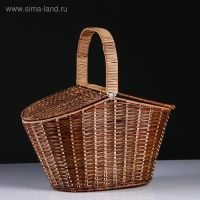 Корзина &laquo;Пикник&raquo;, с двойной крышкой, усиленная,  37&times;25&times;28, ротанг