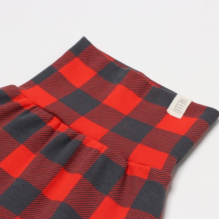 Костюм: джемпер и брюки Крошка Я "Клеточка", рост 68-74 см, красный