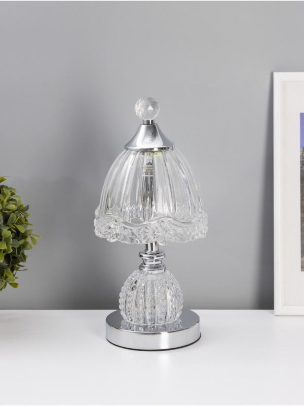 Лампа настольная RISALUX &laquo;Переливы&raquo;, LED, 10 Вт, ночник 3 Вт, хром, 13.5&times;13.5&times;33 см