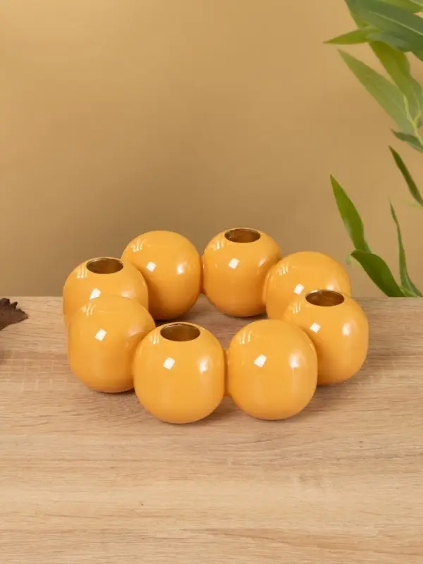 Подсвечник на 4 свечи "Бусы" с 8 сферами, песок 19х19х5,5 см