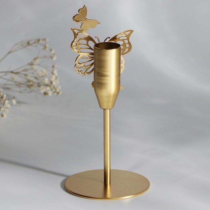 Подсвечник &laquo;Бабочки&raquo;, зол., 7,4 х 15,3 см