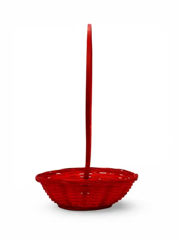 Корзина плетеная 20 х 20 х _ см, ручка h=21 см красный
