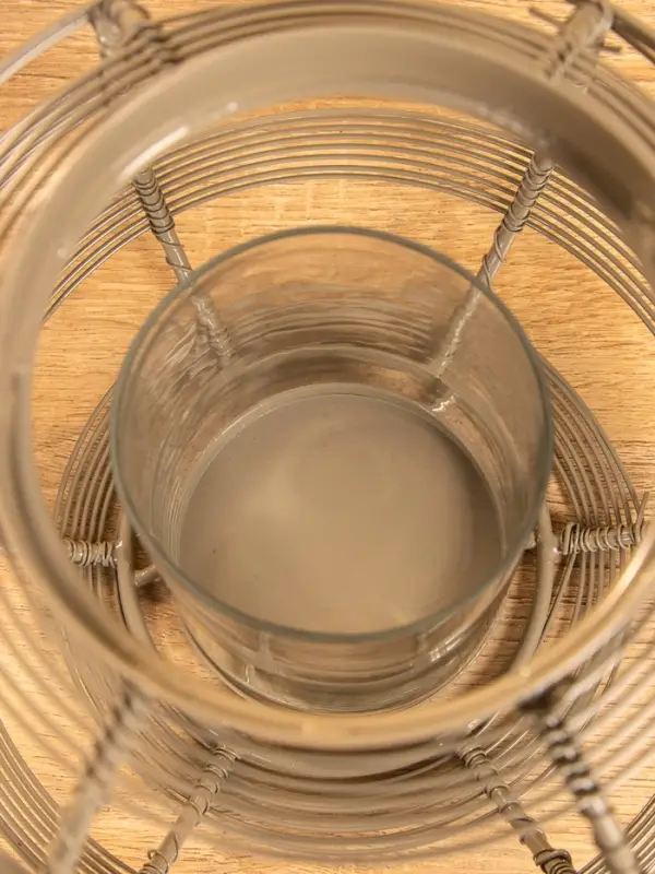 Подсвечник фонарь со стеклянной колбой 19х19х18 см, d 7,5 см, металл, цв. серый