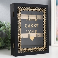 Ключница дерево 6 крючков "Дом, милый дом" чёрная 20х5,5х26 см Ключница дерево 6 крючков "Дом, милый дом" чёрная 20х5,5х26 см