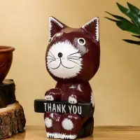Сувенир "Кот с табличкой WELCOME" дерево 10х7х16 см, цв. бело-коричневый