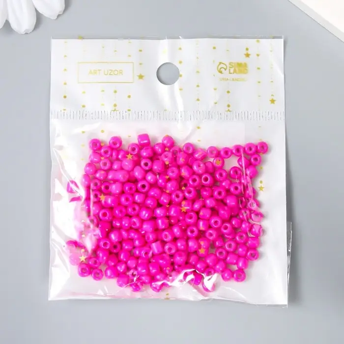 Бисер круглый 6/0 "Фиолет неон" 20 гр