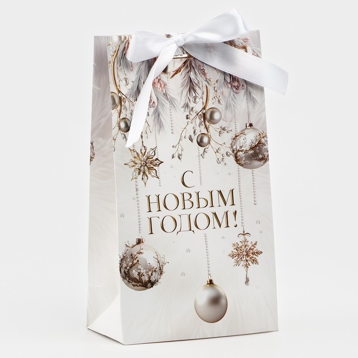 Пакет подарочный новогодний с лентой &laquo;Вошебный Новый год&raquo;, 13 х 23 х 7 см , Новый год