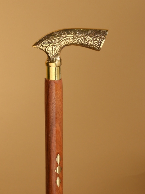 Трость деревянная, шишам, латунь 94 см