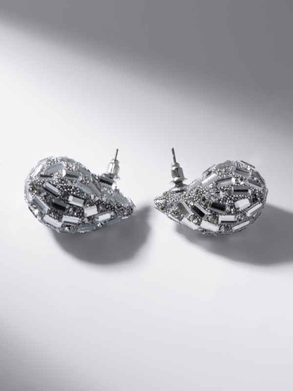 Серьги со стразами &laquo;Блеск&raquo; капля, белые в серебре