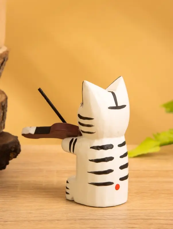 Сувенир &laquo;Кот скрипач&raquo;, 3.5&times;8&times;8 см, дерево, белый