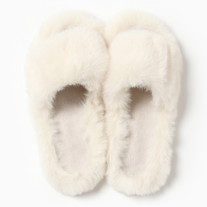 Тапочки женские с открытым носом, размер 38, молочный