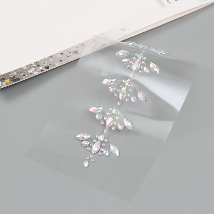 Наклейка пластик стразы на волосы "Кристаллы"  26,5х13 см